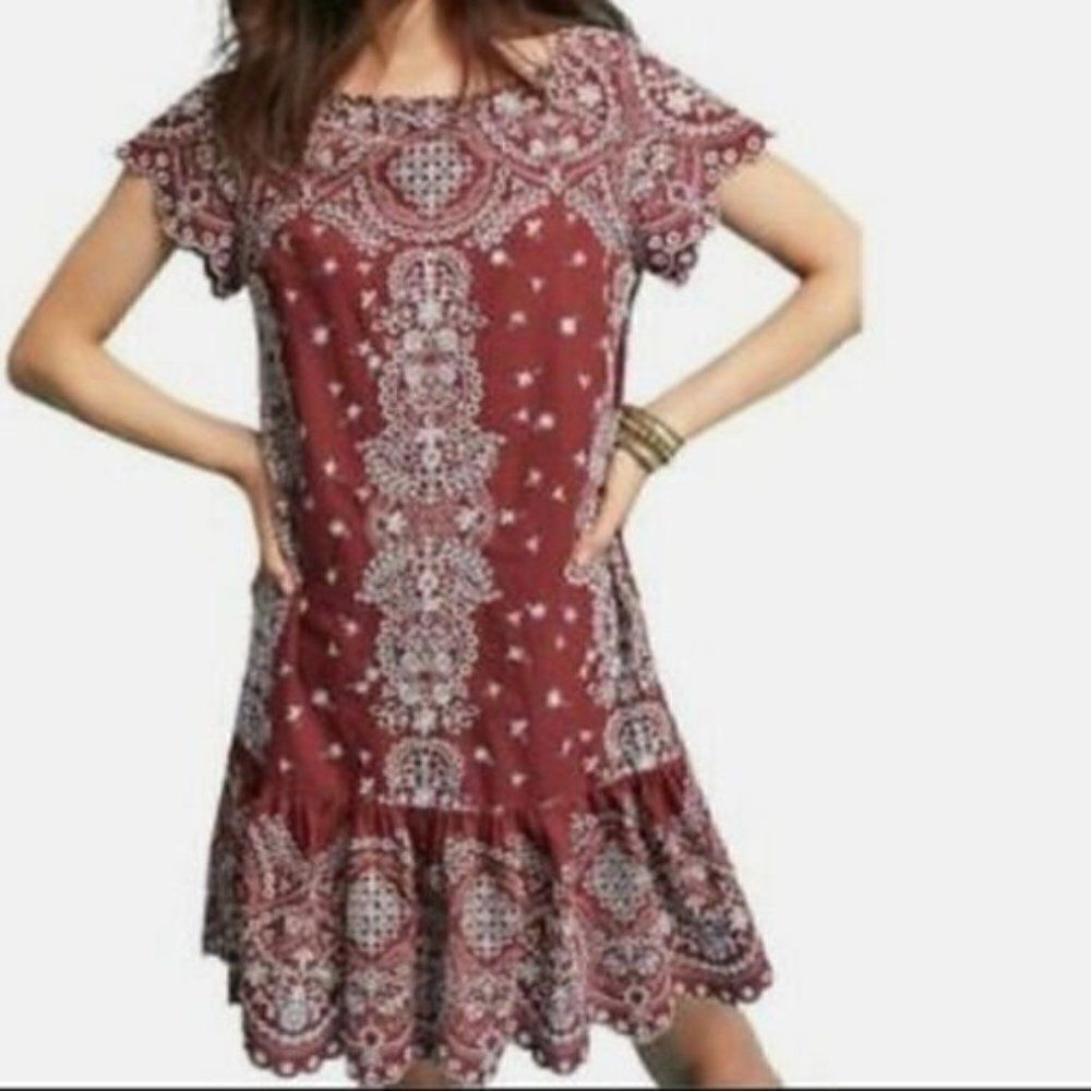 Anthropologie Feather Bone Ynez Eyelet dress, size S
